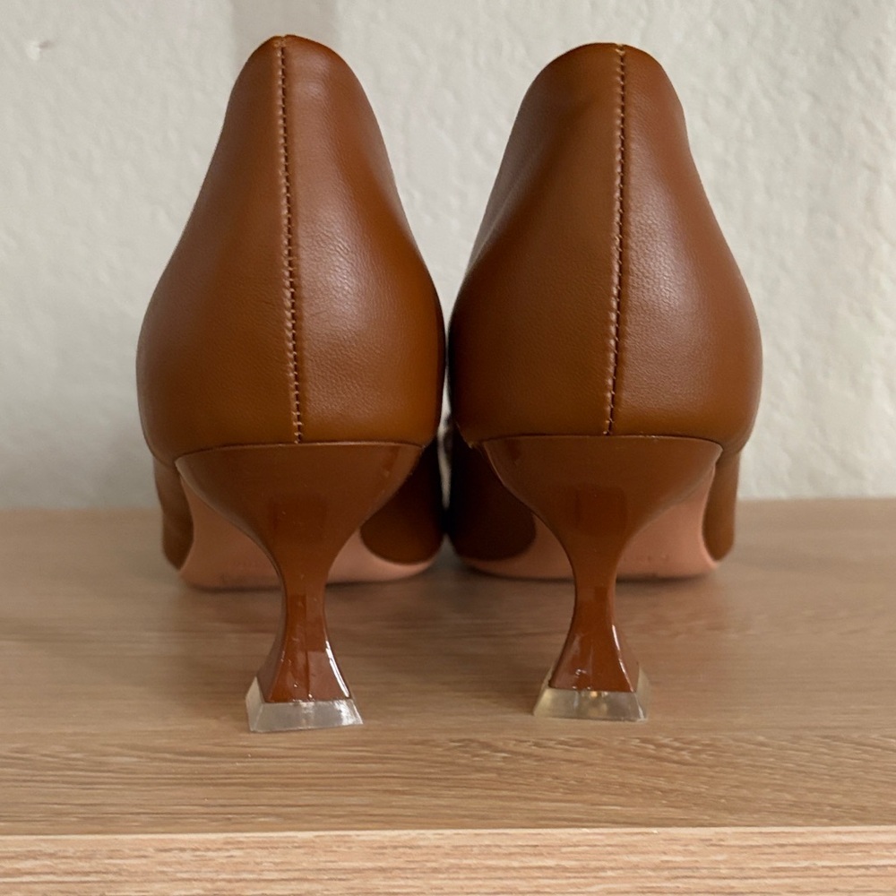 C. Paravano Tan Pointed-Toe Heels with Decorative Buckle - Picture 4 of 6